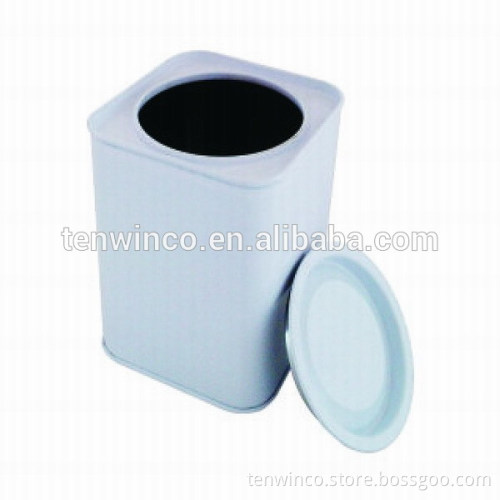 square tea or candy tin can with round removable lid